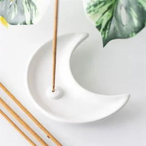 Incense Stick Holder, White Crescent Moon design