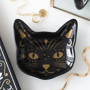 Magick Black Cat Face Trinket Dish