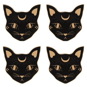 Coaster Set - Mystic Mog Cat Face Design
