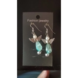 Angel earrings - teal with bell