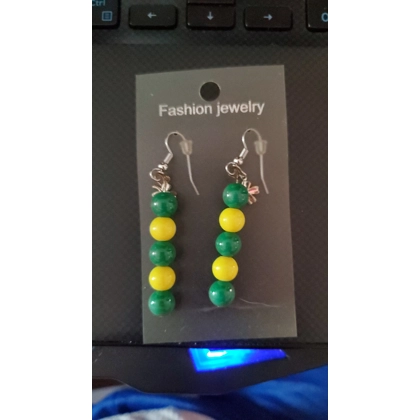 Green Bay Packers inspired bead earrings with clover charm Green Bay Packers inspired bead earrings with clover charm