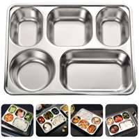 Steel 5 Sections Divided Food Plate Tray