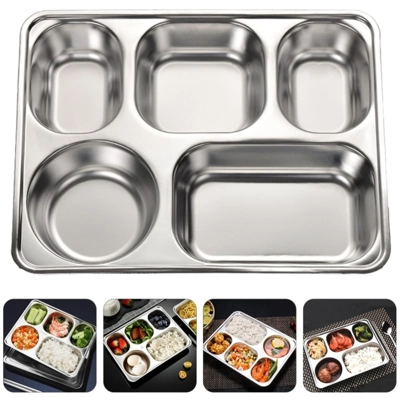 Steel 5 Sections Divided Food Plate Tray