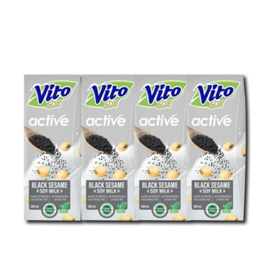 Vito Active Black Sesame Soy Milk - 200ml x 4pcs