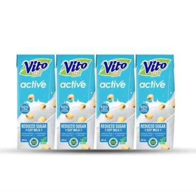 Vito Active Reduced Sugar Soy Milk - 200ml x 4pcs