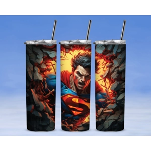 115 Superman 1 - Custom 20oz Skinny Stainless Steel Tumbler by One Trashy Tee