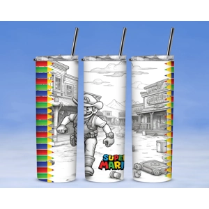 181 Mario Cowboy - Custom 20oz Skinny Stainless Steel Tumbler by One Trashy Tee