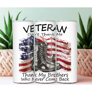 Veteran 1 - Custom 20oz Skinny Stainless Steel Tumbler by One Trashy Tee