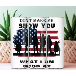Veteran 3 - Custom 20oz Skinny Stainless Steel Tumbler by One Trashy Tee