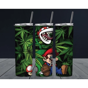 Mario - Custom 20oz Skinny Stainless Steel Tumbler by One Trashy Tee