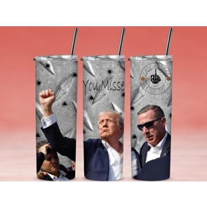 167 Trump You Missed FAFO 2024 -Custom 20oz Skinny Stainless Steel Tumbler by One Trashy Tee