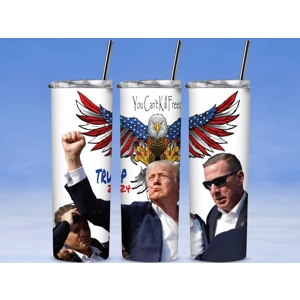 168 Trump Cant Kill Freedom FAFO 2024 -Custom 20oz Skinny Stainless Steel Tumbler by One Trashy Tee