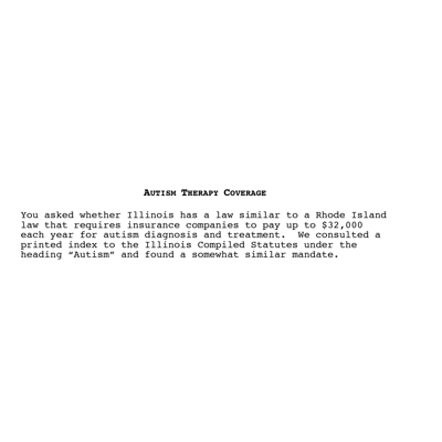 Autism Therapy Coverage Research (Letter)