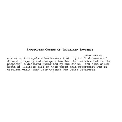 Protecting Owners of Unclaimed Property research (letter)