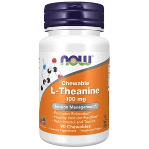 NOW Foods L-Theanine 100 mg - 90 Chewables, Berry Flavored