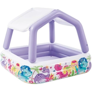 The Intex 57470EP Sun Shade 5-foot square inflatable kiddie pool with removable canopy.