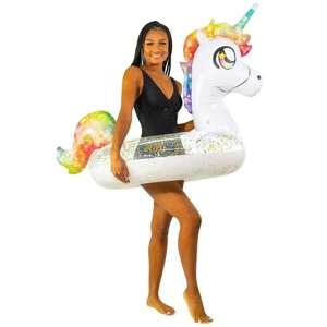 Poolcandy Inflatable Unicorn Pool Tube Glitter 40 inch Wide Swim Ring