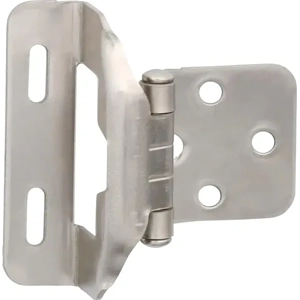 Liberty Hardware Semi-Wrap Overlay Hinge - Satin Nickel, 1/2-in