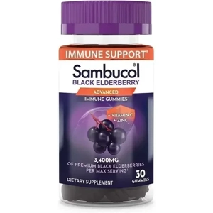 Sambucol Elderberry Gummies with Zinc & Vitamin C – Immune Support, 30 Count