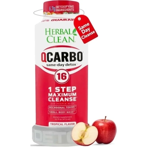 Herbal Clean QCarbo32 Same-Day Premium Detox Drink, Tropical Flavor, 32 Fl Oz