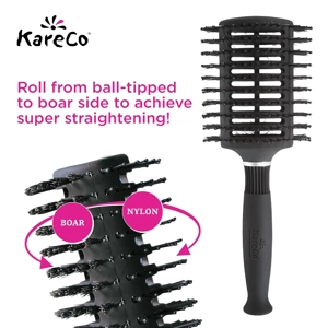 KareCo Oval Vent Brush, Dual Natural Boar Bristles And Sof..