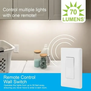 GE Battery Operated LED Light Bars with Remote, White, 2 P..