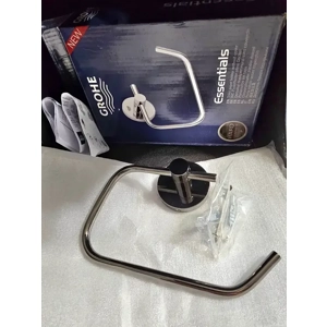 GROHE Essentials Toilet Paper Holder in Hard Graphite dark grey finish.