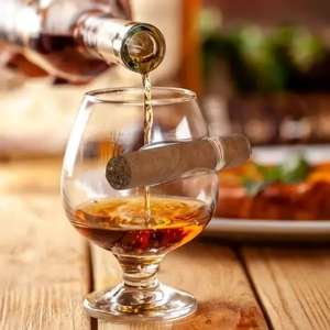 Handcrafted Cigar Holder Lowball Glass by Brookstone