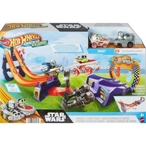 Hot Wheels Star Wars RacerVerse Toy Car Track Set & 2 Die-Cast Racers, Grogu's Great Race