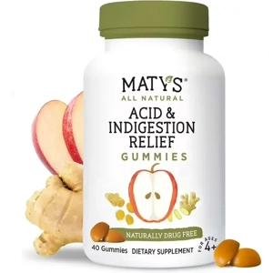 Matys Acid Relief Gummies with Apple Cider Vinegar - Vegan, Low Sugar, 40 Count