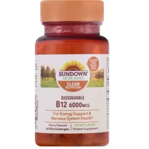 Sundown Naturals Dissolvable B12 6000 mcg Cherry Flavored Microlozenges