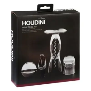 Houdini Wine Kit Bar Tool, 4 Piece Set, Chrome