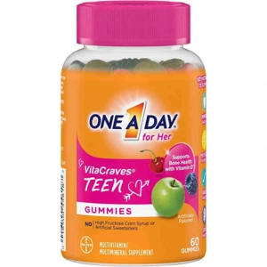A 60-count bottle of One A Day TEEN for HER VitaCraves, a gummy multivitamin.