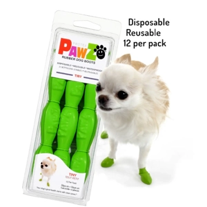 Pawz Waterproof Dog Boots- Size Tiny 12 count (Green)