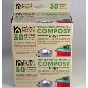 Natural Home Compost Bin Bags - Fits 1, 1.3, & 1.8 Gallon Bins - 2 pk 30 liners in each