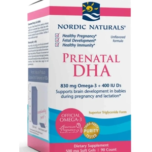 Nordic Naturals Prenatal DHA 830mg Omega 3- 90 Soft Gels