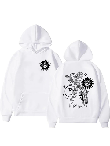 New print supernatural hoodie