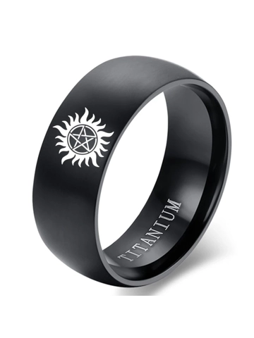 Titanium Steel Ring Pentagram