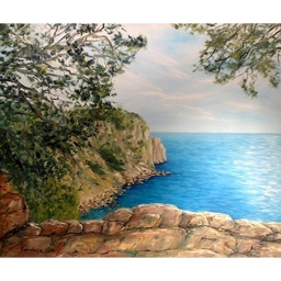 VUE SUR LE LITTORAL 54X65cm, huile