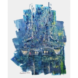 PORT DE BANDOL 73X54cm, peinture au couteau