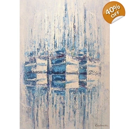 ESCALE A LA MADRAGUE 81X60cm, huile au couteau