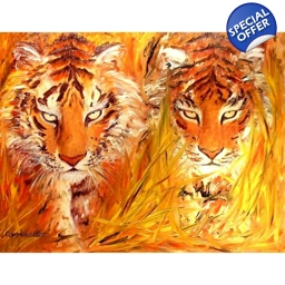 TIGRES DE SIBERIE 50X65cm, huile
