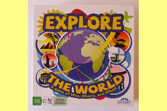 Outset Explore The World Board Game - A Game of Who Where & What! COMPLETE