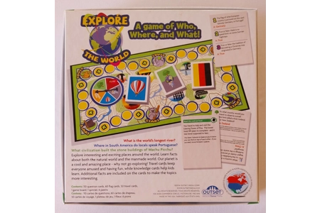 Outset Explore The World Board Game - A Game of Who Where & What! COMPLETE