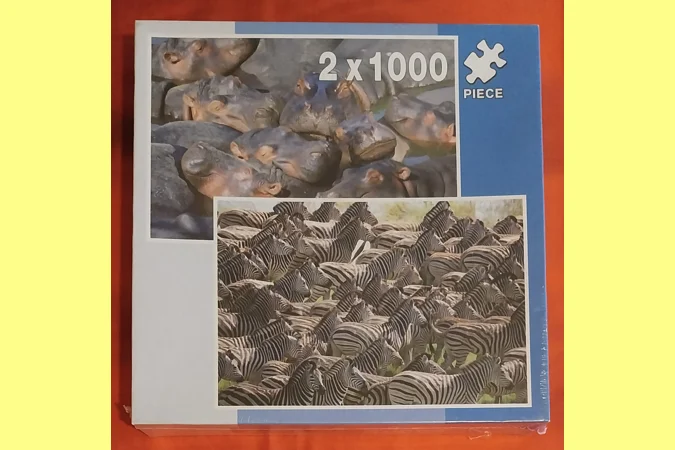 Hippos And Zebras 2x 1000 Piece Jigsaw Puzzles NEW Hippos And Zebras 2x 1000 Piece Jigsaw Puzzles NEW