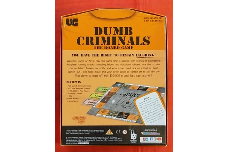 University Games Dumb Criminals The Board Game COMPLETE University Games Dumb Criminals The Board Game COMPLETE