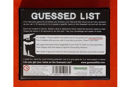 Wildcard Guessed List Card Game COMPLETE Wildcard Guessed List Card Game COMPLETE