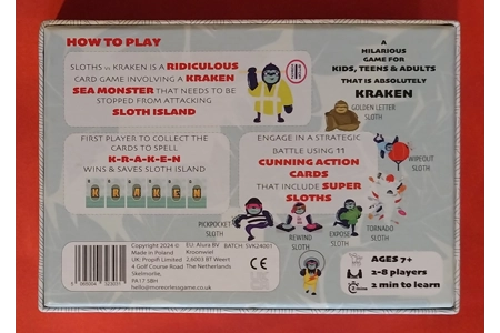 More Or Less Games Sloths VS Kraken Card Game COMPLETE