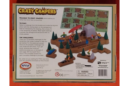 Popular Playthings Crazy Campers Logic Puzzle Board Game COMPLETE Popular Playthings Crazy Campers Logic Puzzle Board Game COMPLETE