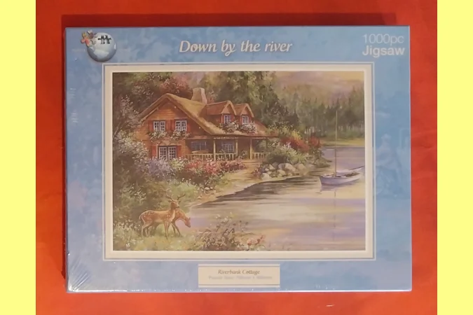 Puzzle World Down By The River - Riverbank Cottage 1000 Piece Jigsaw Puzzle NEW Puzzle World Down By The River - Riverbank Cottage 1000 Piece Jigsaw Puzzle NEW